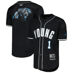 Bryce Young Carolina Panthers Pro Standard Mesh Baseball Button-Up T-Shirt - Black T-shirts