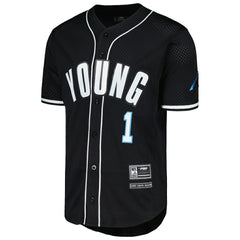 Bryce Young Carolina Panthers Pro Standard Mesh Baseball Button-Up T-Shirt - Black T-shirts
