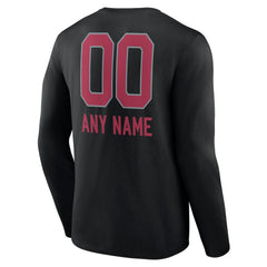 Arizona Cardinals Personalized Name & Number Team Wordmark Long Sleeve T-Shirt - Black T-shirts