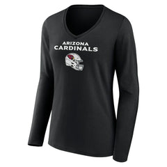 Arizona Cardinals Women's Personalized Name & Number Team Wordmark Long Sleeve V-Neck T-Shirt - Black T-shirts