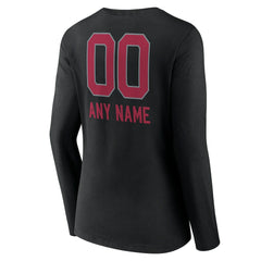 Arizona Cardinals Women's Personalized Name & Number Team Wordmark Long Sleeve V-Neck T-Shirt - Black T-shirts