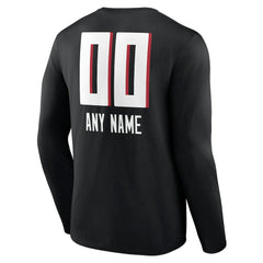 Atlanta Falcons Personalized Name & Number Team Wordmark Long Sleeve T-Shirt - Black T-shirts