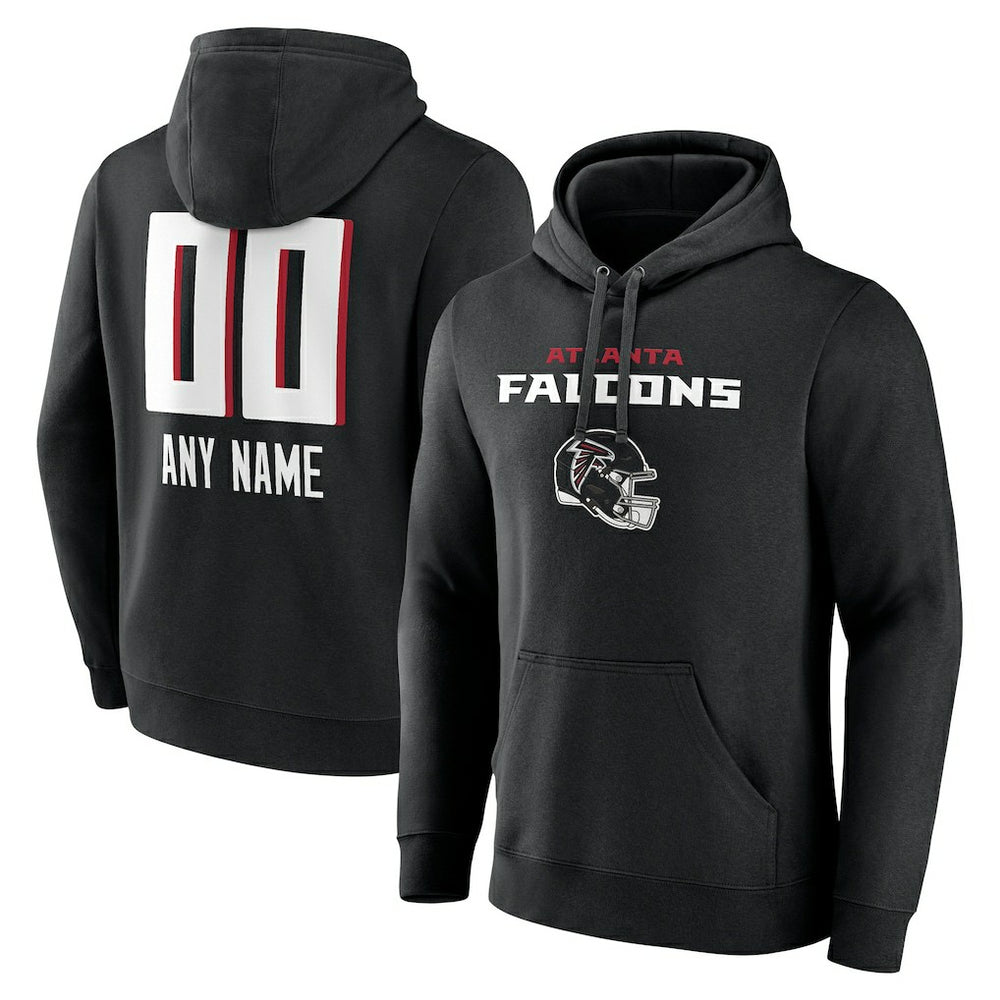 Atlanta Falcons Personalized Name & Number Team Wordmark Pullover Hoodie - Black Hoodies
