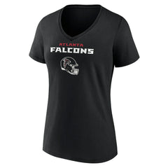 Atlanta Falcons Women's Personalized Name & Number Team Wordmark V-Neck T-Shirt - Black T-shirts
