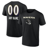 Baltimore Ravens Personalized Name & Number Team Wordmark T-Shirt - Black T-shirts
