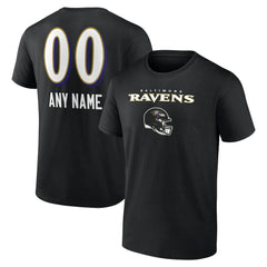 Baltimore Ravens Personalized Name & Number Team Wordmark T-Shirt - Black T-shirts