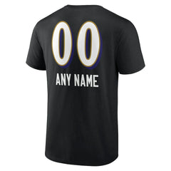 Baltimore Ravens Personalized Name & Number Team Wordmark T-Shirt - Black T-shirts