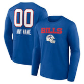 Buffalo Bills Personalized Name & Number Team Wordmark Long Sleeve T-Shirt - Royal T-shirts