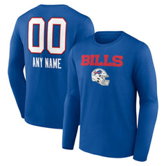 Buffalo Bills Personalized Name & Number Team Wordmark Long Sleeve T-Shirt - Royal T-shirts