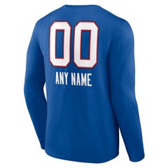 Buffalo Bills Personalized Name & Number Team Wordmark Long Sleeve T-Shirt - Royal T-shirts