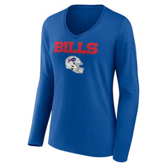 Buffalo Bills Women's Personalized Name & Number Team Wordmark Long Sleeve V-Neck T-Shirt - Royal T-shirts