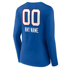 Buffalo Bills Women's Personalized Name & Number Team Wordmark Long Sleeve V-Neck T-Shirt - Royal T-shirts