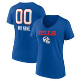 Buffalo Bills Women's Personalized Name & Number Team Wordmark V-Neck T-Shirt - Royal T-shirts