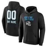 Carolina Panthers Personalized Name & Number Team Wordmark Pullover Hoodie - Black Hoodies
