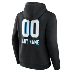 Carolina Panthers Personalized Name & Number Team Wordmark Pullover Hoodie - Black Hoodies