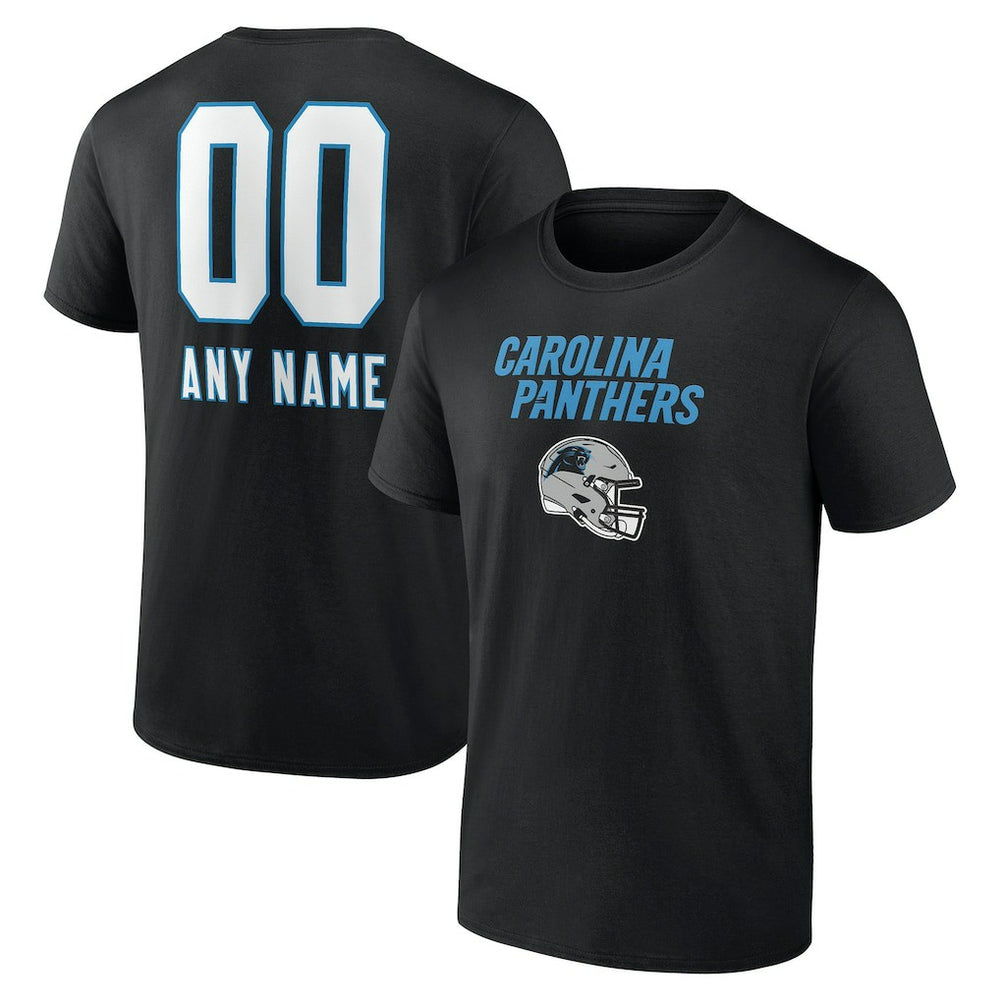 Carolina Panthers Personalized Name & Number Team Wordmark T-Shirt - Black T-shirts