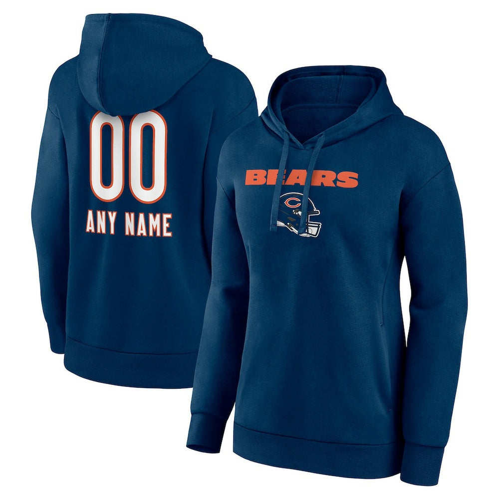 Chicago Bears Women's Personalized Name & Number Team Wordmark Pullover Hoodie - Navy Hoodies