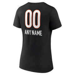 Cincinnati Bengals Women's Personalized Name & Number Team Wordmark V-Neck T-Shirt - Black T-shirts