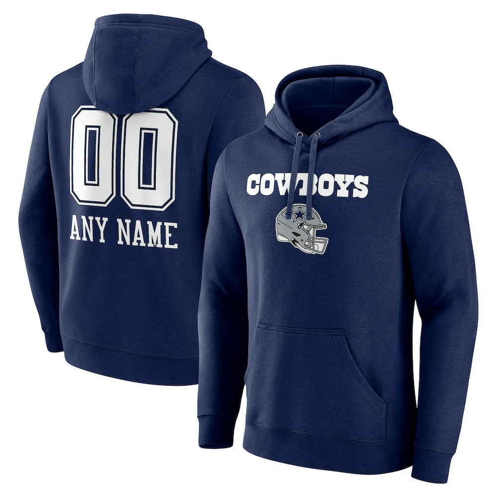 Dallas Cowboys Personalized Name & Number Team Wordmark Pullover Hoodie - Navy Hoodies