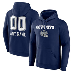 Dallas Cowboys Personalized Name & Number Team Wordmark Pullover Hoodie - Navy Hoodies
