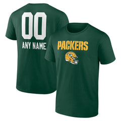 Green Bay Packers Personalized Name & Number Team Wordmark T-Shirt - Green T-shirts