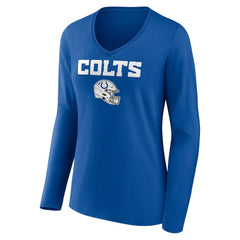 Indianapolis Colts Women's Personalized Name & Number Team Wordmark Long Sleeve V-Neck T-Shirt - Royal T-shirts