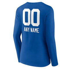 Indianapolis Colts Women's Personalized Name & Number Team Wordmark Long Sleeve V-Neck T-Shirt - Royal T-shirts