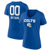 Indianapolis Colts Women's Personalized Name & Number Team Wordmark V-Neck T-Shirt - Royal T-shirts