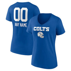Indianapolis Colts Women's Personalized Name & Number Team Wordmark V-Neck T-Shirt - Royal T-shirts