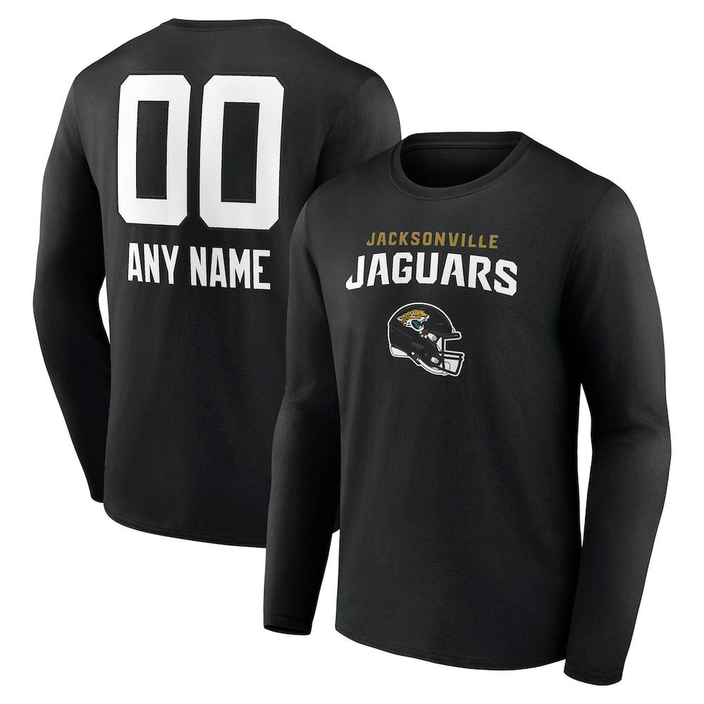 Jacksonville Jaguars Personalized Name & Number Team Wordmark Long Sleeve T-Shirt - Black T-shirts