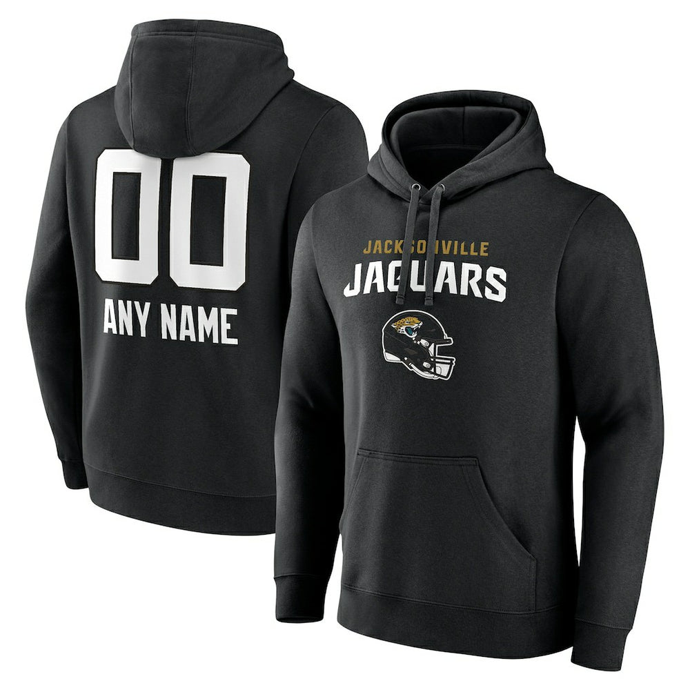 Jacksonville Jaguars Personalized Name & Number Team Wordmark Pullover Hoodie - Black Hoodies