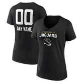 Jacksonville Jaguars Women's Personalized Name & Number Team Wordmark V-Neck T-Shirt - Black T-shirts