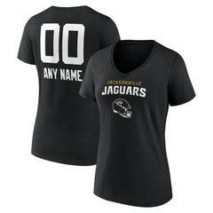 Jacksonville Jaguars Women's Personalized Name & Number Team Wordmark V-Neck T-Shirt - Black T-shirts