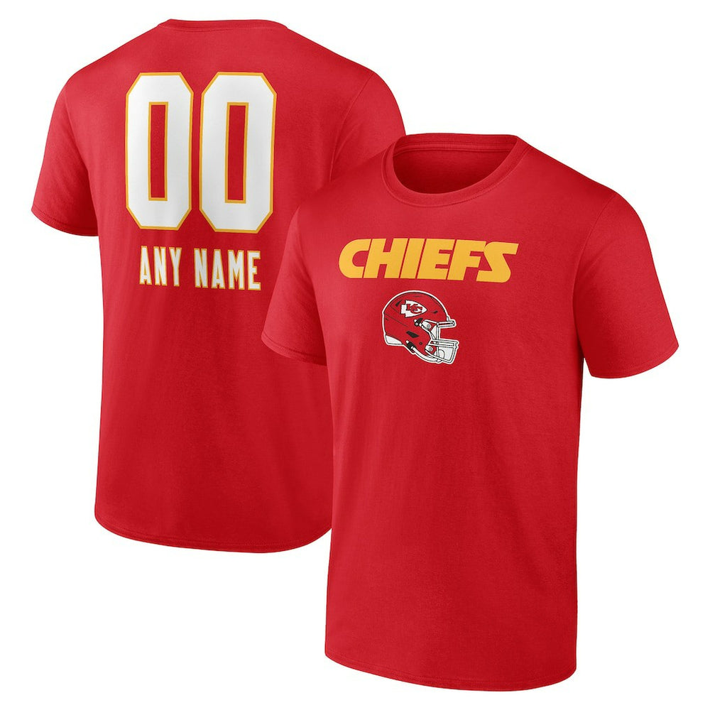 Kansas City Chiefs Personalized Name & Number Team Wordmark T-Shirt - Red T-shirts