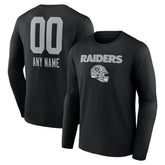 Las Vegas Raiders Personalized Name & Number Team Wordmark Long Sleeve T-Shirt - Black T-shirts
