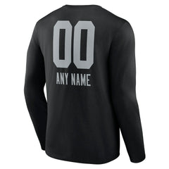 Las Vegas Raiders Personalized Name & Number Team Wordmark Long Sleeve T-Shirt - Black T-shirts