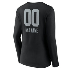 Las Vegas Raiders Women's Personalized Name & Number Team Wordmark Long Sleeve V-Neck T-Shirt - Black T-shirts