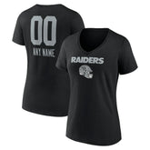 Las Vegas Raiders Women's Personalized Name & Number Team Wordmark V-Neck T-Shirt - Black T-shirts