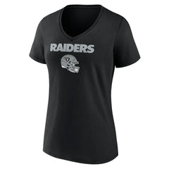 Las Vegas Raiders Women's Personalized Name & Number Team Wordmark V-Neck T-Shirt - Black T-shirts
