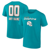 Miami Dolphins Personalized Name & Number Team Wordmark T-Shirt - Aqua T-shirts