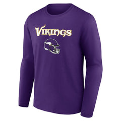 Minnesota Vikings Personalized Name & Number Team Wordmark Long Sleeve T-Shirt - Purple T-shirts