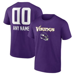 Minnesota Vikings Personalized Name & Number Team Wordmark T-Shirt - Purple T-shirts