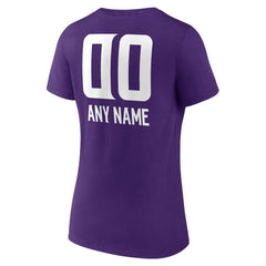 Minnesota Vikings Women's Personalized Name & Number Team Wordmark V-Neck T-Shirt - Purple T-shirts