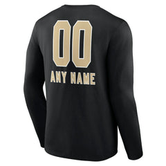 New Orleans Saints Personalized Name & Number Team Wordmark Long Sleeve T-Shirt - Black T-shirts
