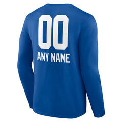 New York Giants Personalized Name & Number Team Wordmark Long Sleeve T-Shirt - Royal T-shirts