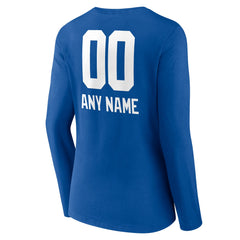New York Giants Women's Personalized Name & Number Team Wordmark Long Sleeve V-Neck T-Shirt - Royal T-shirts