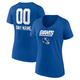 New York Giants Women's Personalized Name & Number Team Wordmark V-Neck T-Shirt - Royal T-shirts