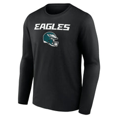 Philadelphia Eagles Personalized Name & Number Team Wordmark Long Sleeve T-Shirt - Black T-shirts