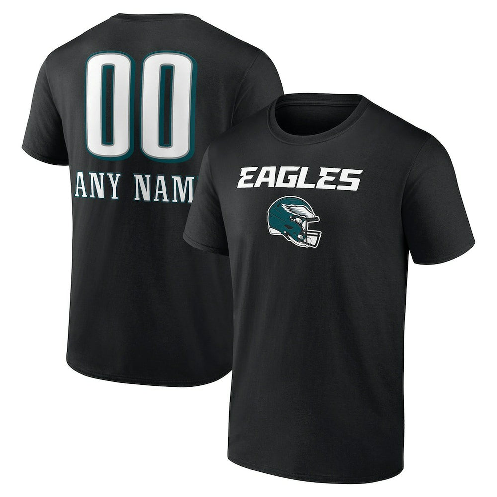 Philadelphia Eagles Personalized Name & Number Team Wordmark T-Shirt - Black T-shirts