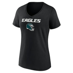 Philadelphia Eagles Women's Personalized Name & Number Team Wordmark V-Neck T-Shirt - Black T-shirts